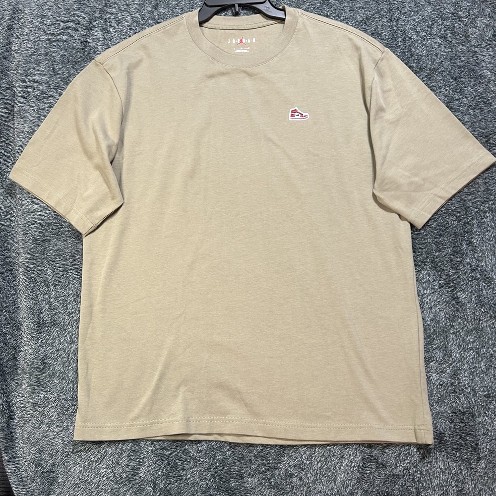 Jordan Mens Size L Brown Short Sleeve Sneaker Patch Athletic Shirt